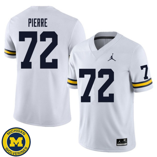 Mens Michigan Wolverines #72 Elijah Pierre White College Game Jersey